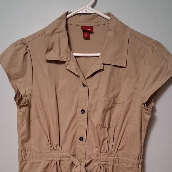 Merona Women's Tan Button-Up Shirt Dress. Size M - Picture 3 of 12